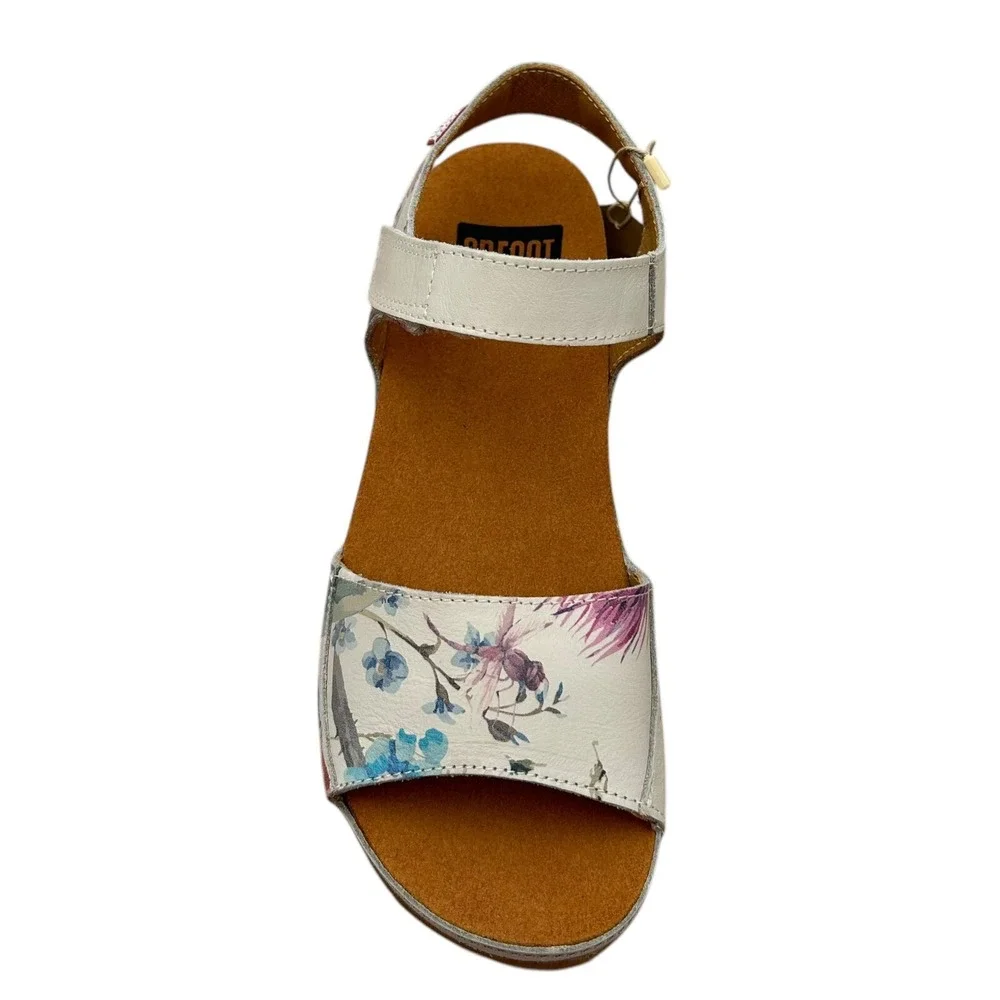 Onfoot Womens‎ Open Toe Leather Sandals Size 9/41 Beige/Multicolor Floral Print